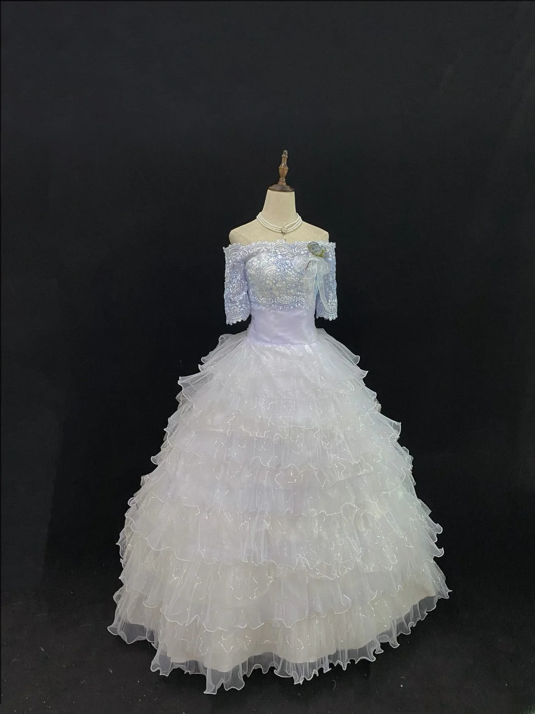 Princess Ball Gowns Off The Shoulder Lilac Tulle Poofy Long With Tiered Layers Quince Dress inspo Quinceanera Dresses Vestidos De 16 anos RB7742