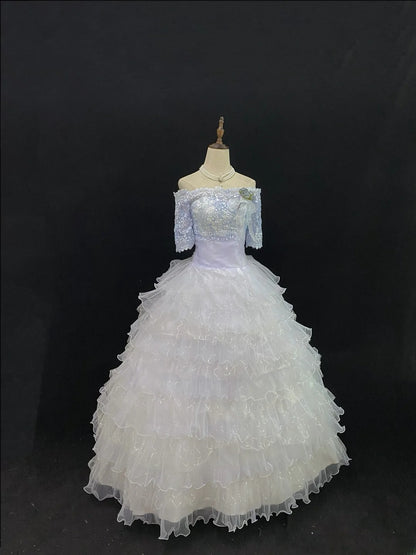 Princess Ball Gowns Off The Shoulder Lilac Tulle Poofy Long With Tiered Layers Quince Dress inspo Quinceanera Dresses Vestidos De 16 anos RB7742