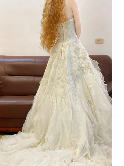 Prom Dress Elegant Ball Gown Strapless White Appliques Formal Evening Gown for Women Graduation Party RB9343