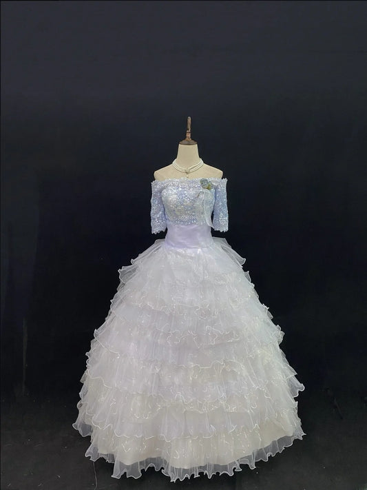 Princess Ball Gowns Off The Shoulder Lilac Tulle Poofy Long With Tiered Layers Quince Dress inspo Quinceanera Dresses Vestidos De 16 anos RB7742