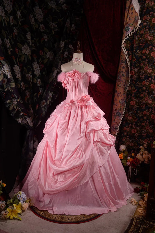 Cute Ball Gown Formal Events Strapless Pink Taffeta With Tiered Quince Dress Quinceanera Dresses Birthday Outfits RB8534