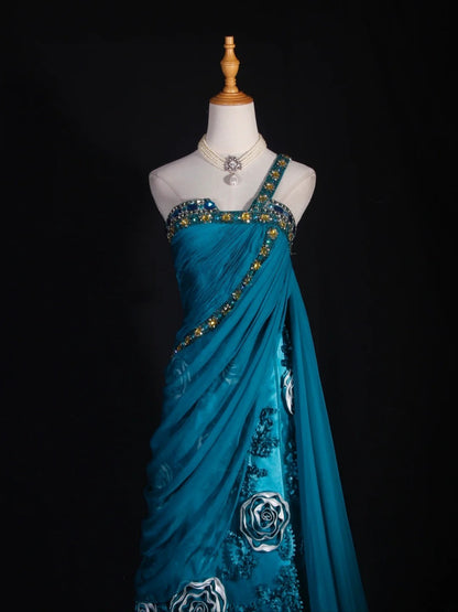 Retro-Abendkleid im Stil der 1960er Jahre: A-Linie, schulterfrei, aus Chiffon mit goldenen Perlen am Oberteil, Inspiration für das Outfit zum 22. Geburtstag, formelles Abendkleid AS294