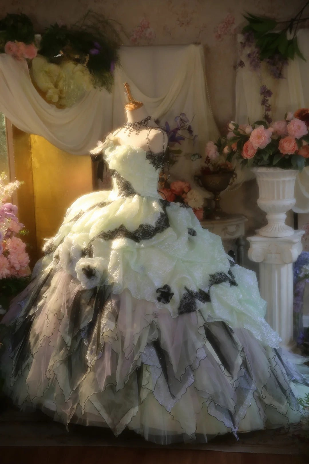 Ball Gown Mint Green Tulle Sweet 16 Dress With Tiered 3D Flowers Sweet Sixteen Princess Dress RB9345