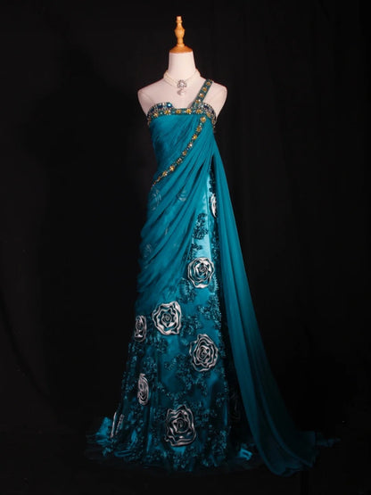 Retro-Abendkleid im Stil der 1960er Jahre: A-Linie, schulterfrei, aus Chiffon mit goldenen Perlen am Oberteil, Inspiration für das Outfit zum 22. Geburtstag, formelles Abendkleid AS294