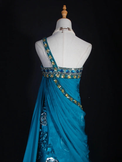 Retro-Abendkleid im Stil der 1960er Jahre: A-Linie, schulterfrei, aus Chiffon mit goldenen Perlen am Oberteil, Inspiration für das Outfit zum 22. Geburtstag, formelles Abendkleid AS294