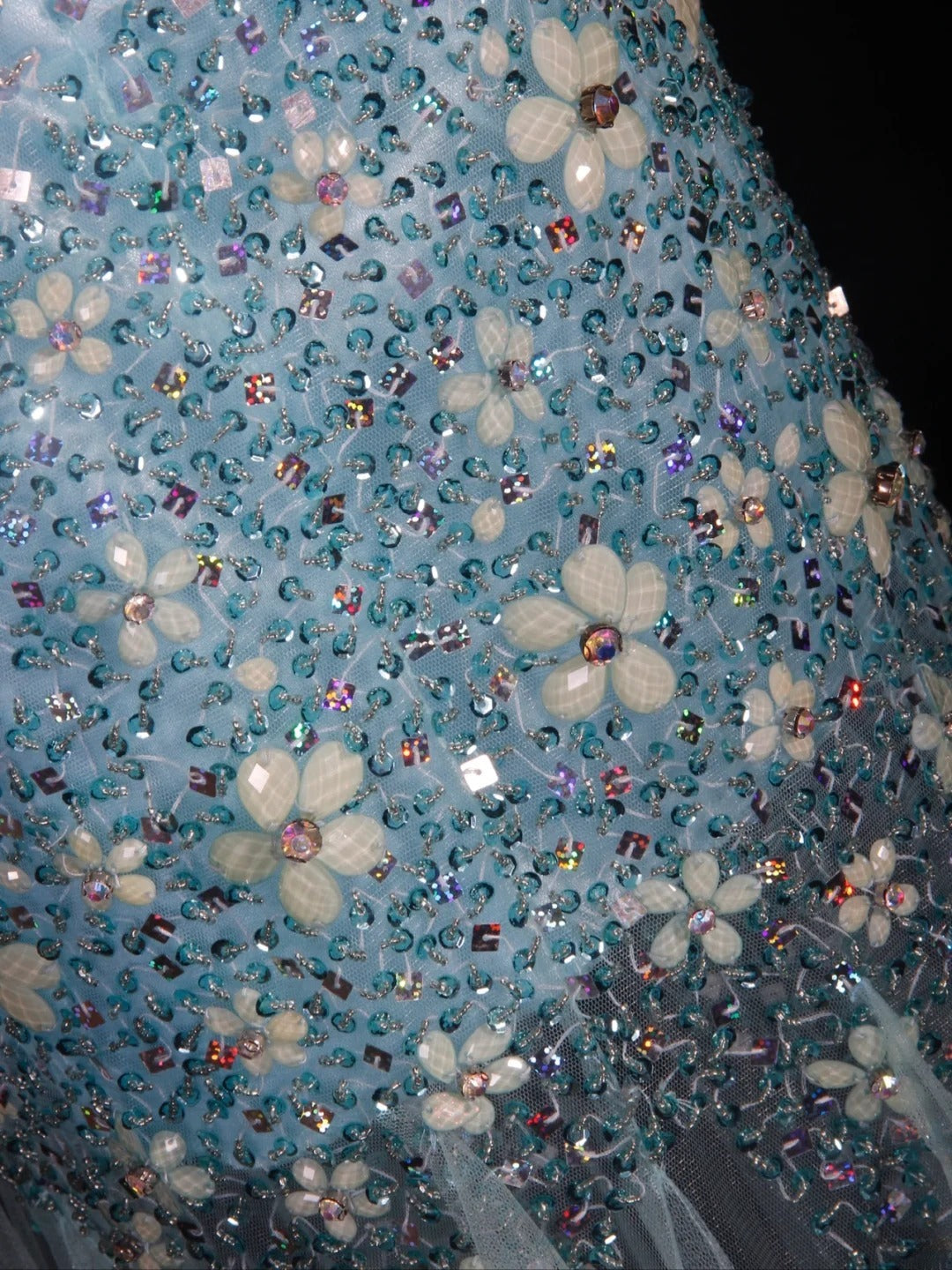 Vintage Mermaid 80s Boat Blue Tulle With Beads Long Prom Dresses Impress 20th Birthday Outfit Formal Gowns AS295