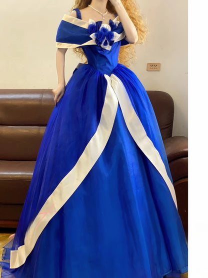 Prom Dress Elegant Ball Gown Straps Royal Blue Formal Evening Gown for Women Graduation Party RB9346