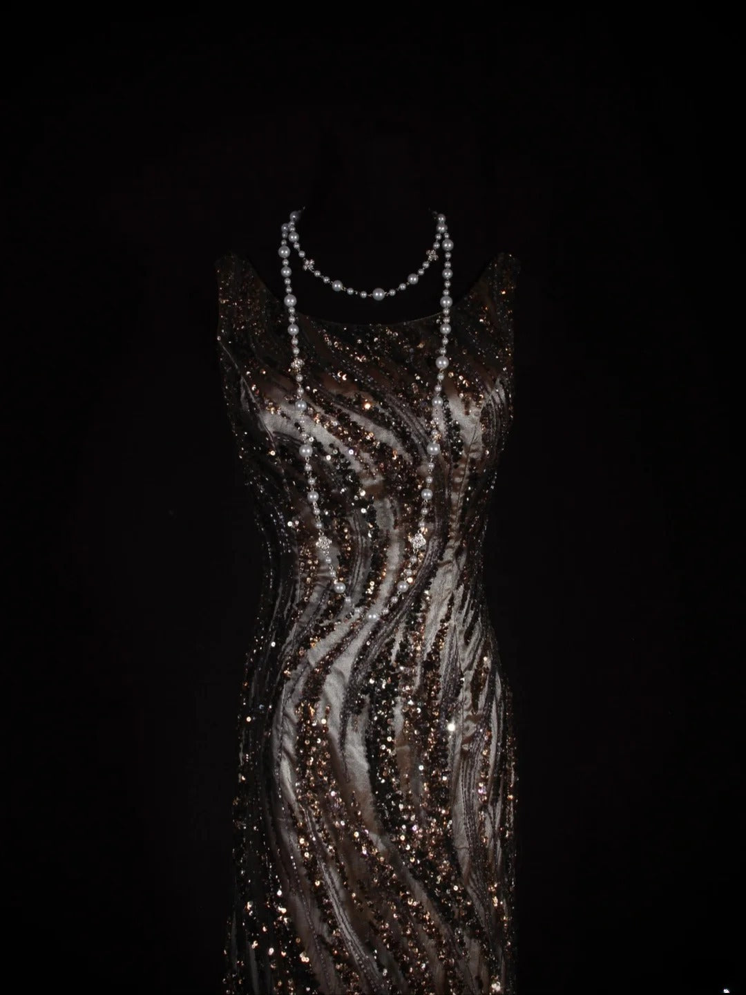 Vintage Meerjungfrauen-Abendkleid im 80er-Jahre-Stil mit Pailletten und Perlen, langes Kleid, perfektes Outfit zum 20. Geburtstag, formelles Abendkleid AS296