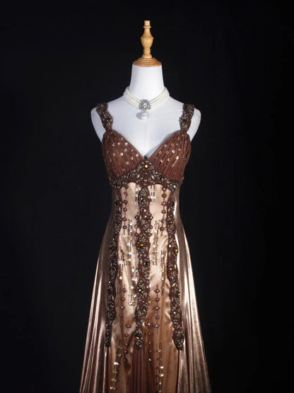 Robe de bal longue vintage années 80, coupe trapèze, bustier cœur, en tulle orné de perles. Idéale pour un 20e anniversaire. Robe de soirée AS301