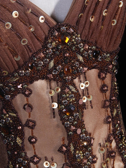 Robe de bal longue vintage années 80, coupe trapèze, bustier cœur, en tulle orné de perles. Idéale pour un 20e anniversaire. Robe de soirée AS301