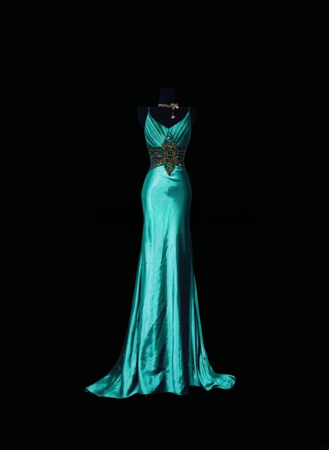 Blue Prom Dress Inspo Mermaid Spaghetti Straps With Beaded Modest Long Formal Party Gown RC0010