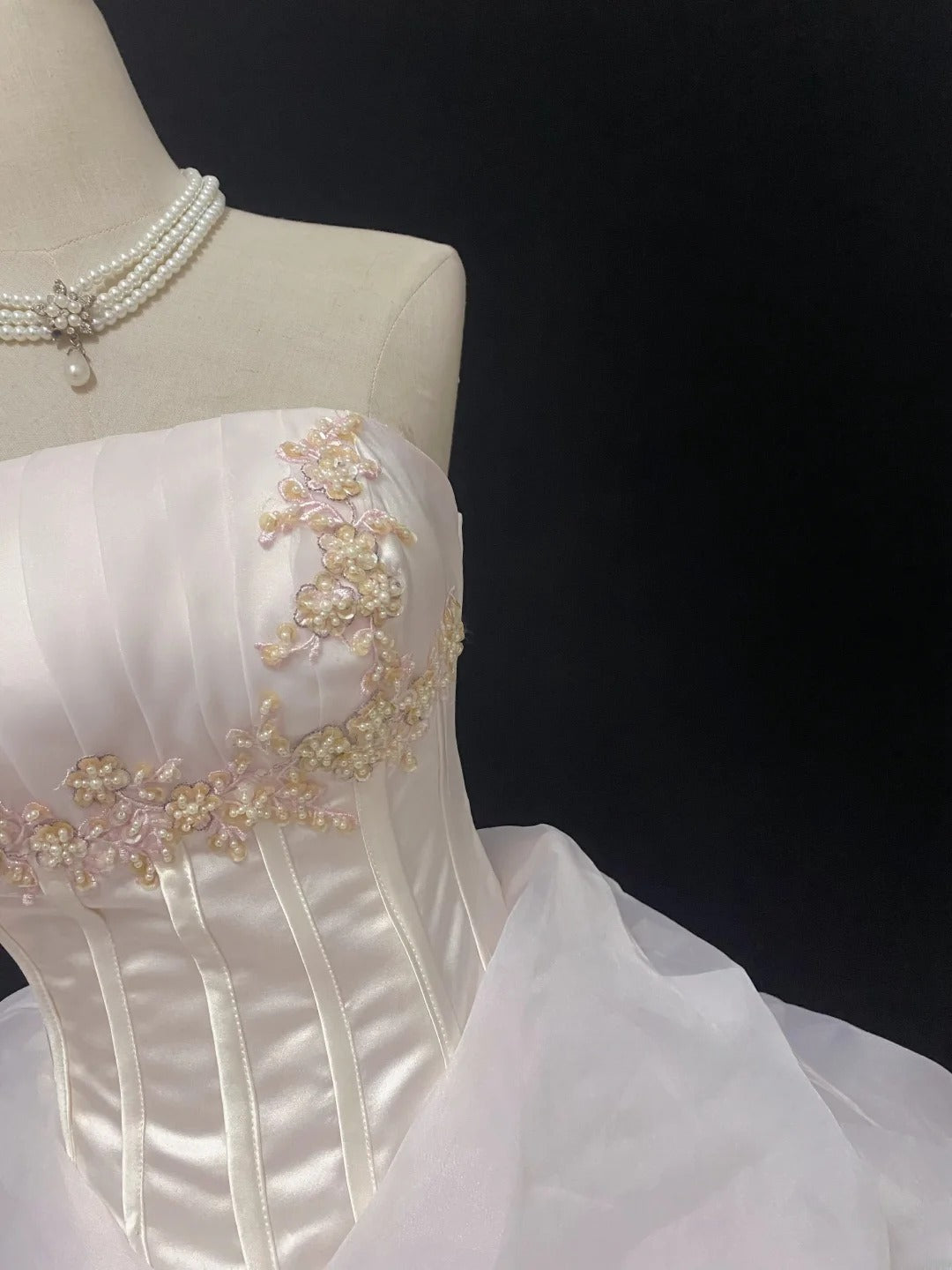 Cute Ball Gowns Strapless Pink Tulle Poofy Long With Appliqued Quince Dress inspo Quinceanera Dresses Vestidos De 16 anos RB7756