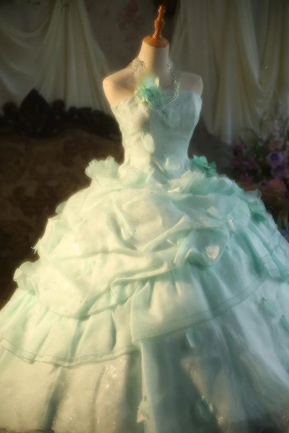Prom Dress Elegant Ball Gown Strapless Mint Green With Tiered Formal Evening Gown for Women Graduation Party RB9359