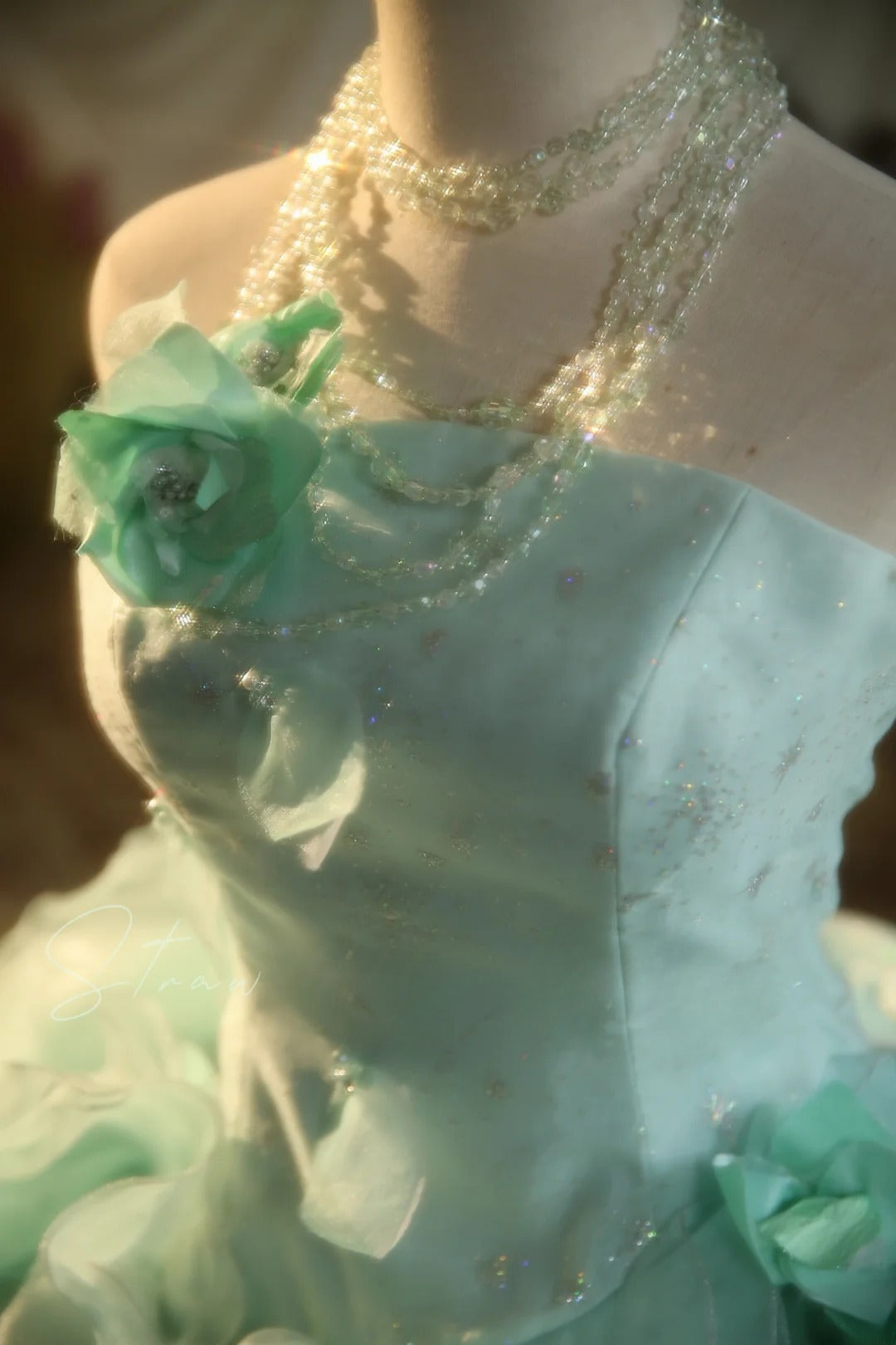 Prom Dress Elegant Ball Gown Strapless Mint Green With Tiered Formal Evening Gown for Women Graduation Party RB9359