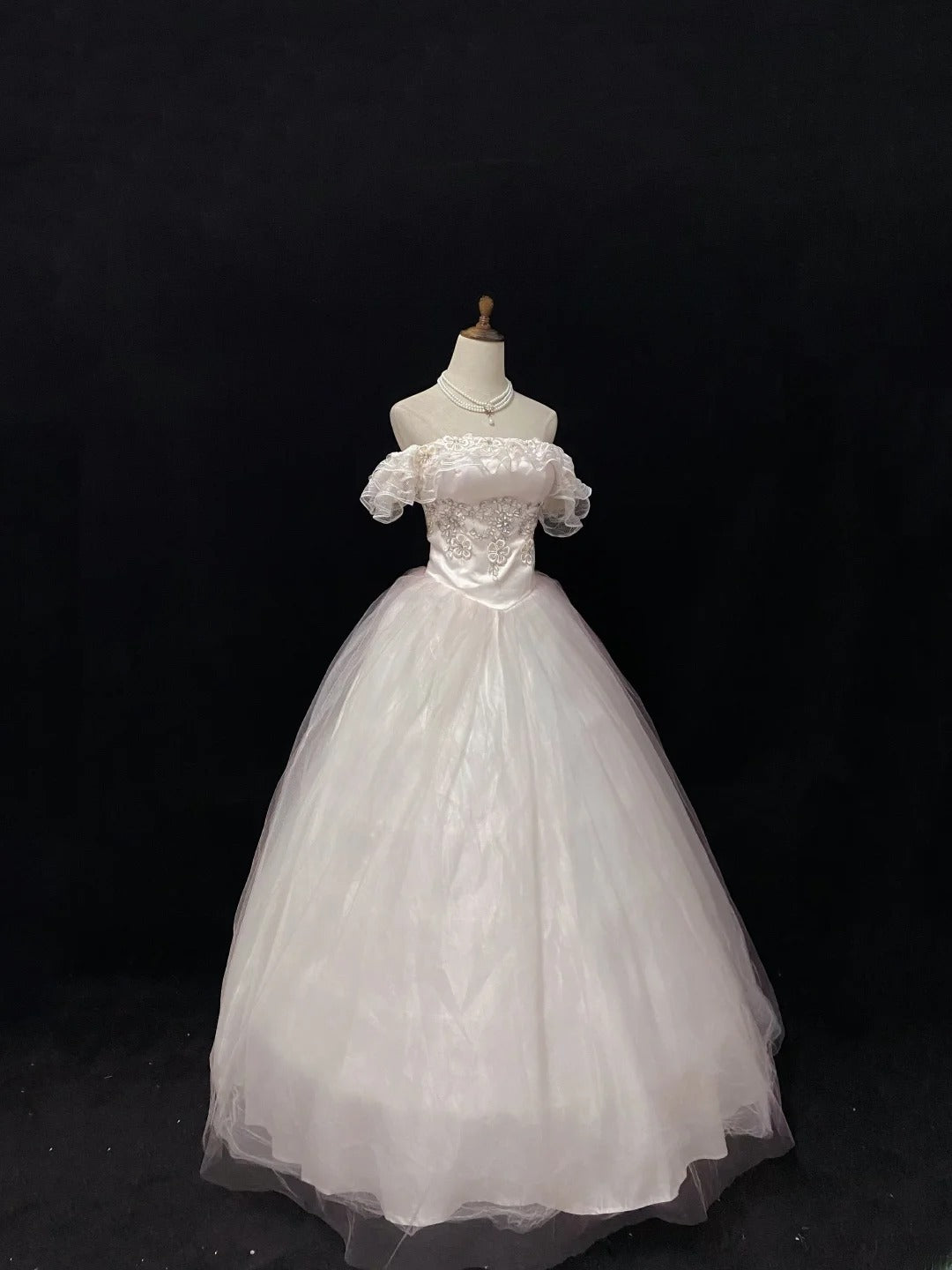 Sweet Ball Gowns Off The Shoulder Light Pink Tulle Poofy Long With Appliqued Quince Dress inspo Quinceanera Dresses Vestidos De 16 anos RB7759