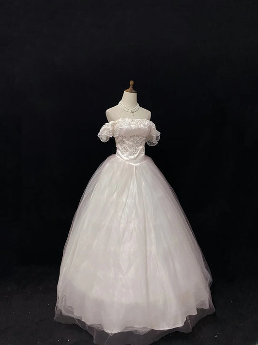 Sweet Ball Gowns Off The Shoulder Light Pink Tulle Poofy Long With Appliqued Quince Dress inspo Quinceanera Dresses Vestidos De 16 anos RB7759
