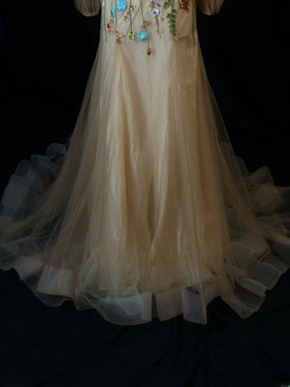 Modest Prom Dresses Mermaid Off The Shoulder Champagne Tulle With Long Sleeves Night Evening Formal Outfits RB6149