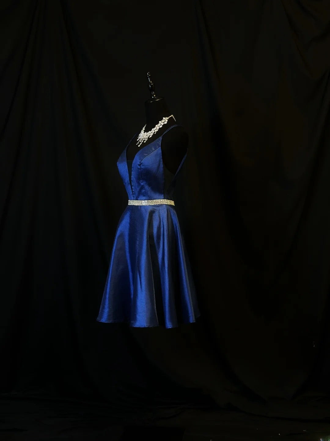 Sexy A Line Spaghetti Strap Royal Blue Satin Birthday Outfits Mini Party Gown inspo Short Cocktail Hoco Dresses RB6150
