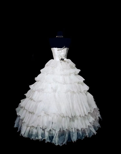 Cute Sweet 16 Dress Sweetheart White Tulle Tiered Ruffled Ball Gown Sweet Sixteen Dress RC0016