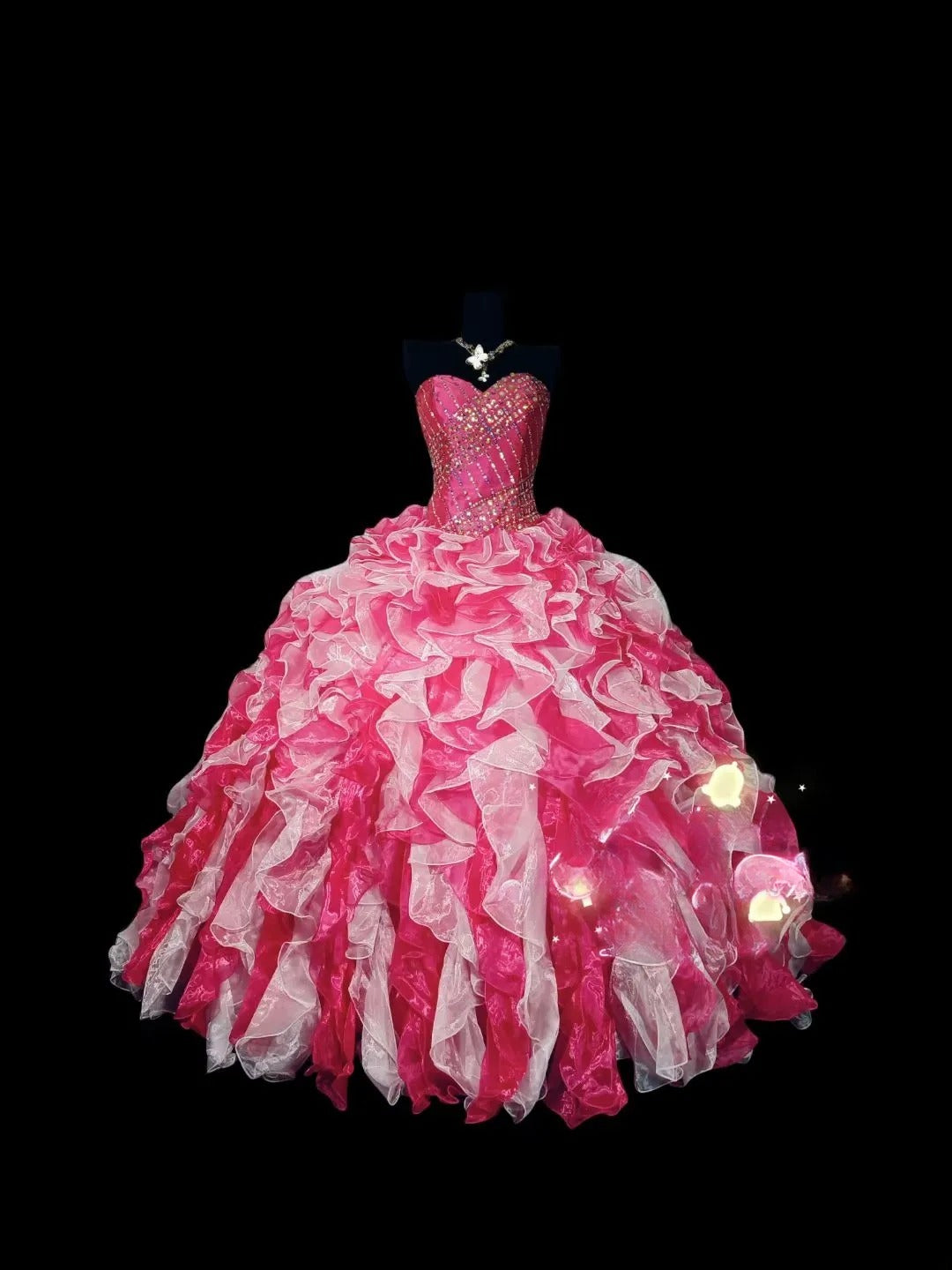 Cute Sweet 16 Dress Sweetheart Hot Pink Tulle Tiered Ruffled Ball Gown Sweet Sixteen Dress RC0017