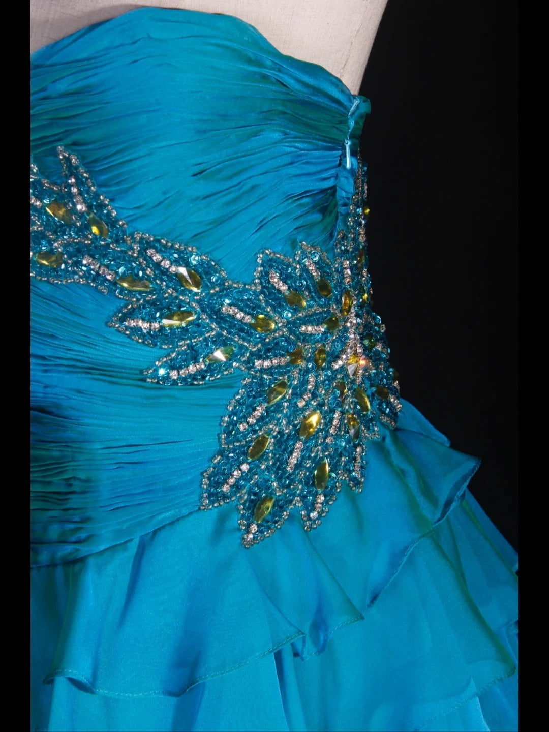 Retro 1950s A line Sweetheart Blue Chiffon With Beads Layered Long Prom Dresses Inspo 22th Birthday Outfit Formal Gown AS316