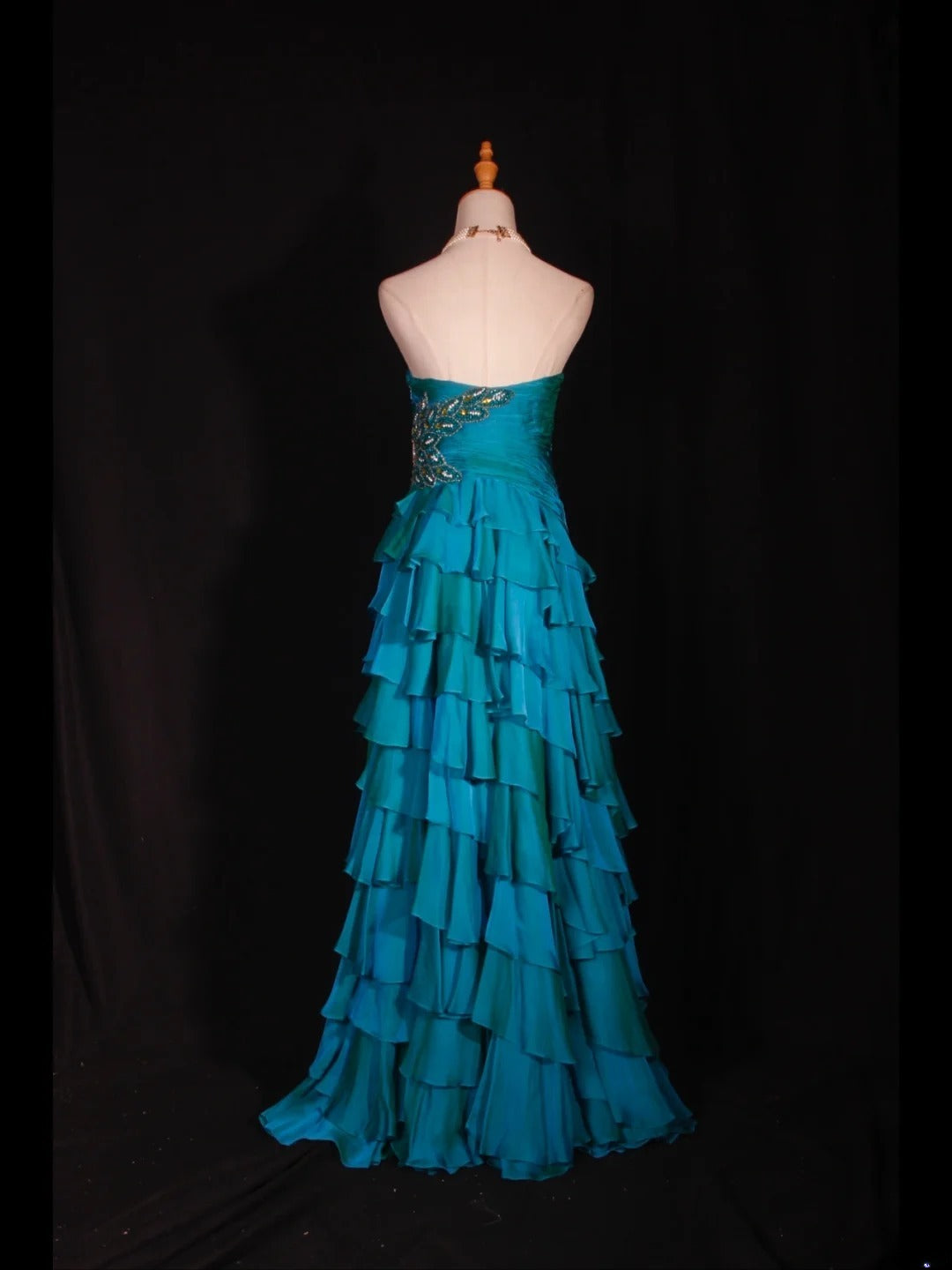 Retro 1950s A line Sweetheart Blue Chiffon With Beads Layered Long Prom Dresses Inspo 22th Birthday Outfit Formal Gown AS316