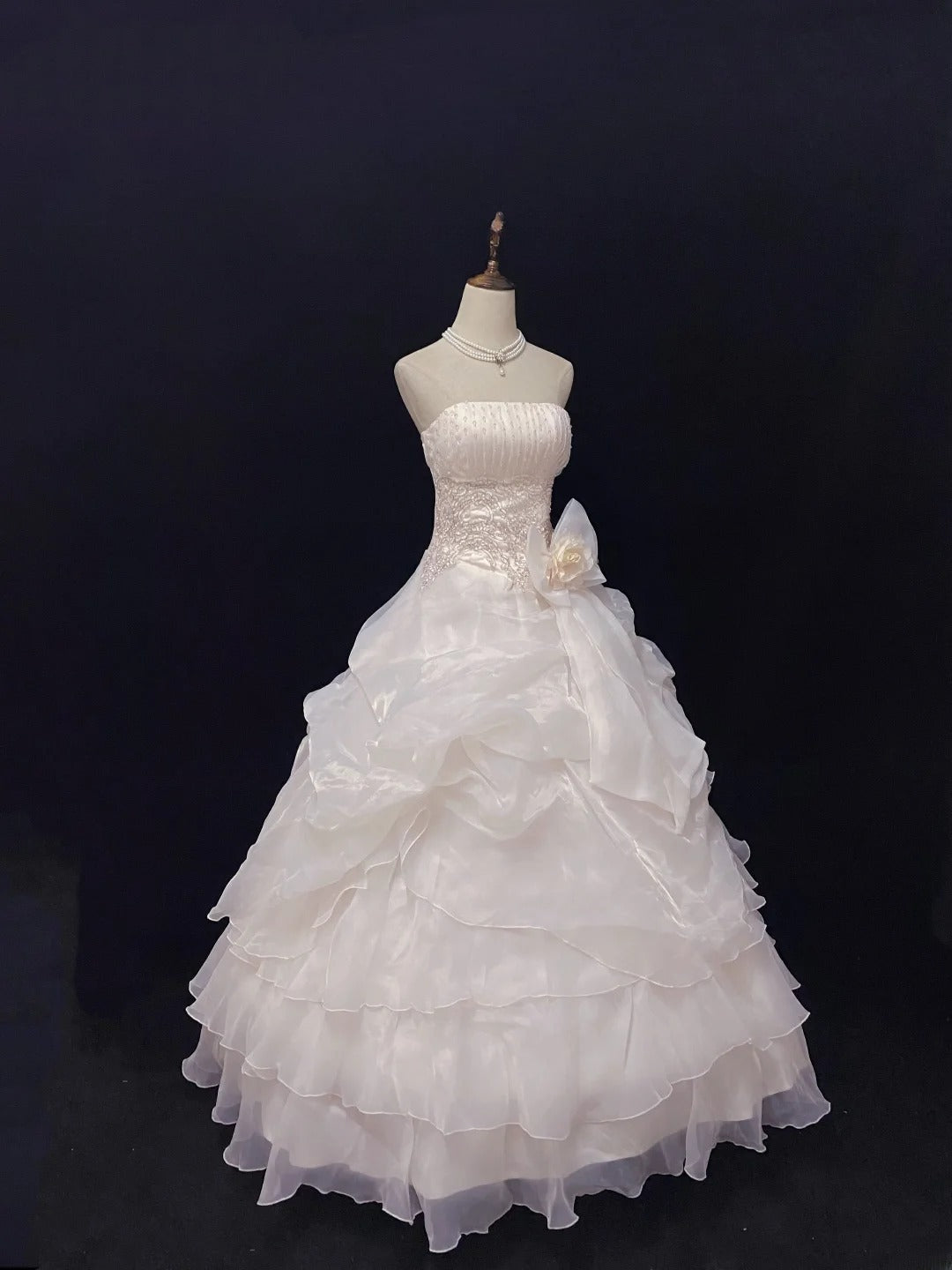 Sweet Ball Gowns Strapless Light Pink Poofy Long With Lace Beading Quince Dress inspo Quinceanera Dresses Vestidos De 16 anos RB7767