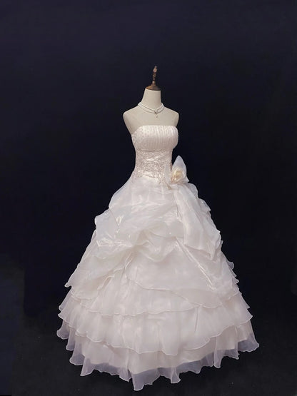 Sweet Ball Gowns Strapless Light Pink Poofy Long With Lace Beading Quince Dress inspo Quinceanera Dresses Vestidos De 16 anos RB7767
