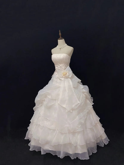 Sweet Ball Gowns Strapless Light Pink Poofy Long With Lace Beading Quince Dress inspo Quinceanera Dresses Vestidos De 16 anos RB7767