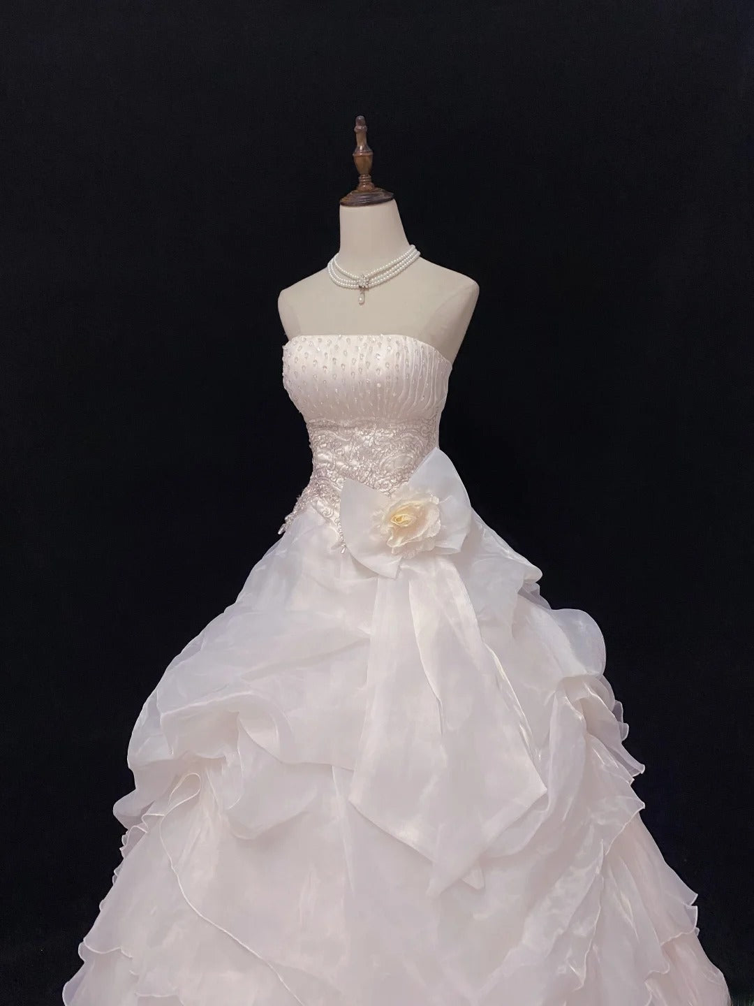 Sweet Ball Gowns Strapless Light Pink Poofy Long With Lace Beading Quince Dress inspo Quinceanera Dresses Vestidos De 16 anos RB7767