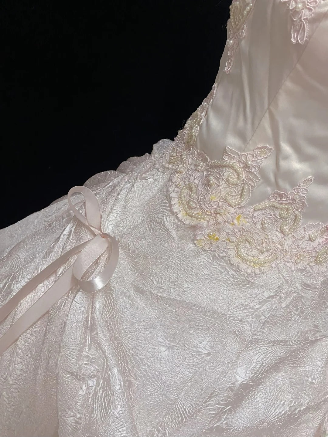 Sweet Ball Gowns Strapless Light Pink Poofy Long With Lace Appliqued Quince Dress inspo Quinceanera Dresses Vestidos De 16 anos RB7768