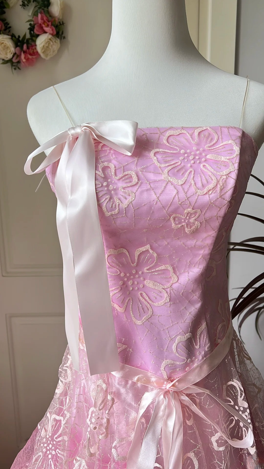 Cute Sweet 16 Dress Long Strapless Pink With Tiered Layers Ball Gown Sweet Sixteen Party Birthday Dresses RC0648