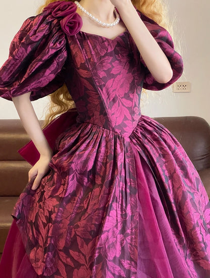 Ball Gown Sweetheart Fuchsia With Floral Sweet 16 Dress Sweet Sixteen Princess Dress RB9369
