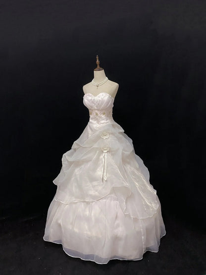 Sweet Ball Gowns Strapless Light Pearl Pink Poofy Long With Lace Appliqued Quince Dress inspo Quinceanera Dresses Vestidos De 16 anos RB7769