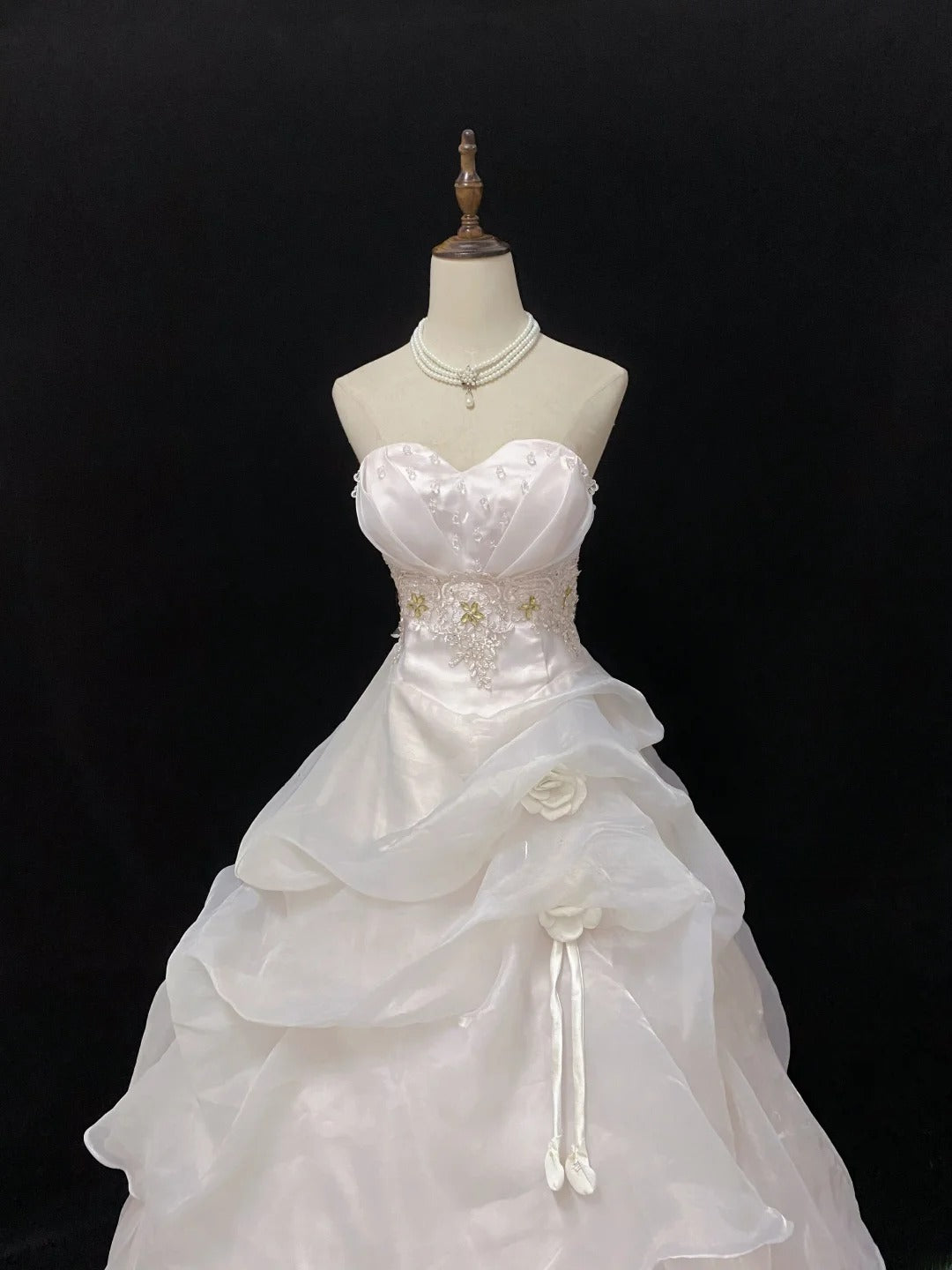 Sweet Ball Gowns Strapless Light Pearl Pink Poofy Long With Lace Appliqued Quince Dress inspo Quinceanera Dresses Vestidos De 16 anos RB7769