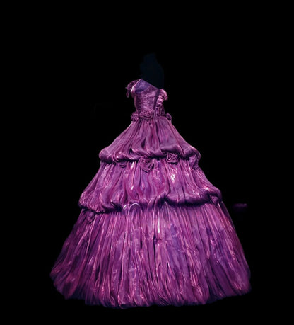 Cute Sweet 16 Dress Strapless Purple Tiered Ruffled Ball Gown Sweet Sixteen Dress RC0020