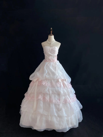 Sweet Ball Gowns Sweetheart Light Pink Poofy Long With Lace Appliqued Quince Dress inspo Quinceanera Dresses Vestidos De 16 anos RB7770