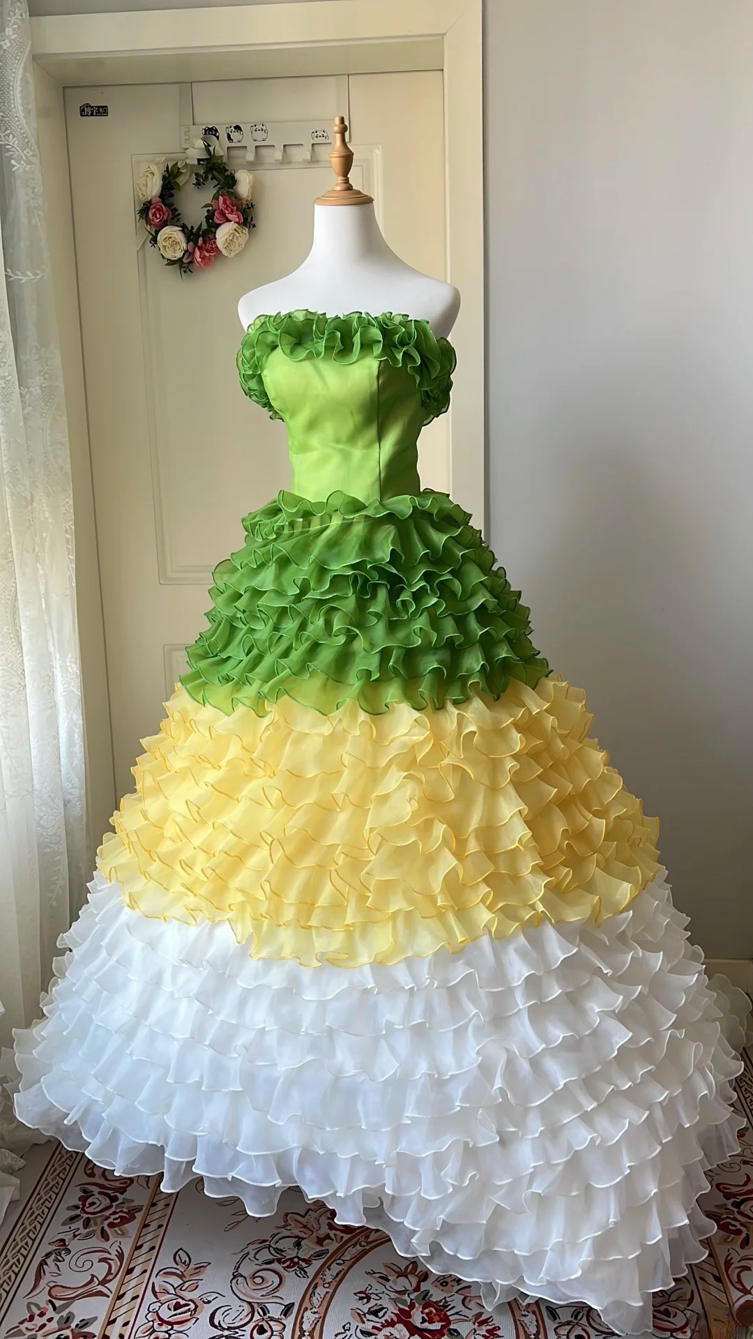 Sweet 15 Quinceanera Dress Ball Gown Strapless Multi Colors Green Yellow White Long 16th Birthday Outfits RC0649