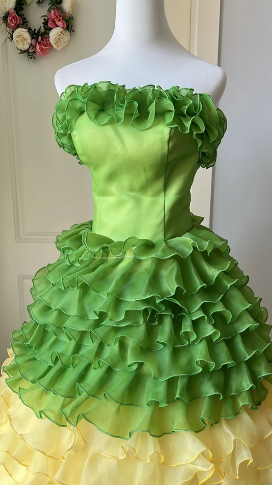 Sweet 15 Quinceanera Dress Ball Gown Strapless Multi Colors Green Yellow White Long 16th Birthday Outfits RC0649