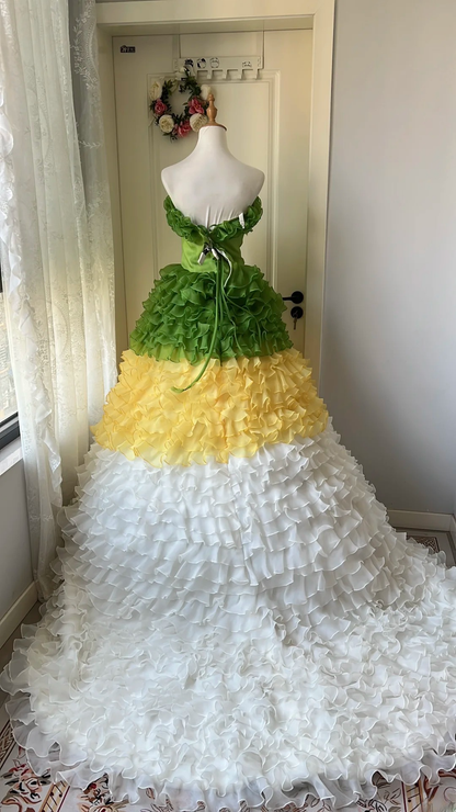 Sweet 15 Quinceanera Dress Ball Gown Strapless Multi Colors Green Yellow White Long 16th Birthday Outfits RC0649