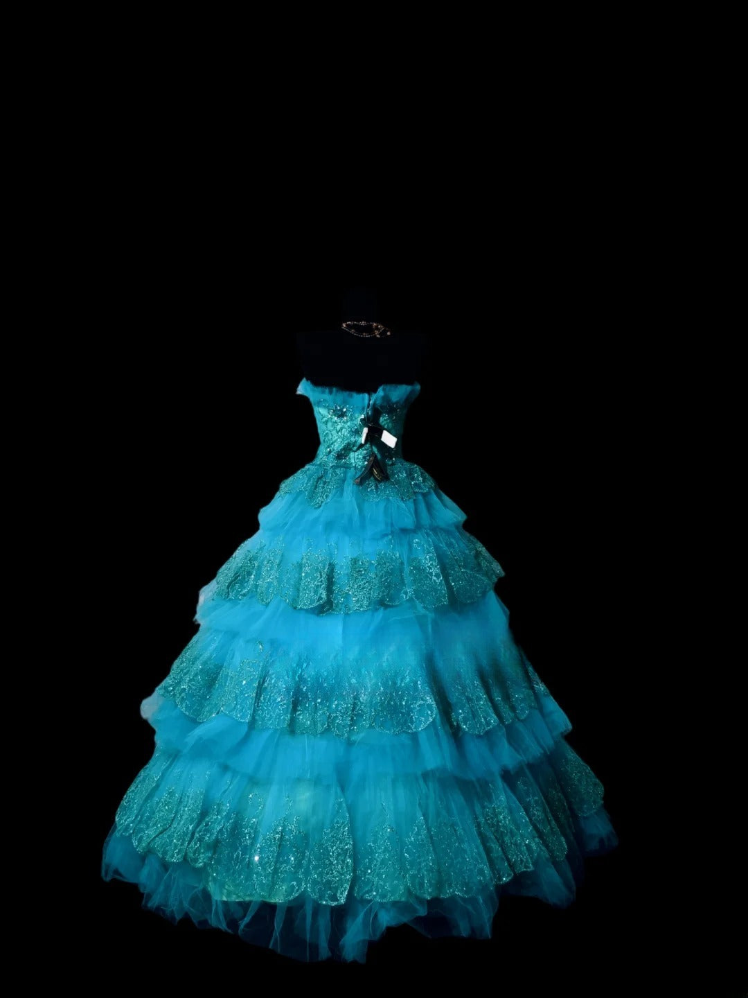 Cute Sweet 16 Dress Strapless Blue Tiered Ruffled Ball Gown Sweet Sixteen Dresses RC0022
