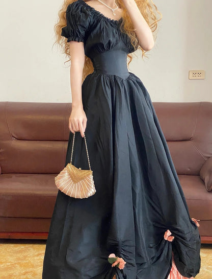 Prom Dress Elegant Ball Gown V Neck Black Formal Evening Gown for Graduation Party RB9373