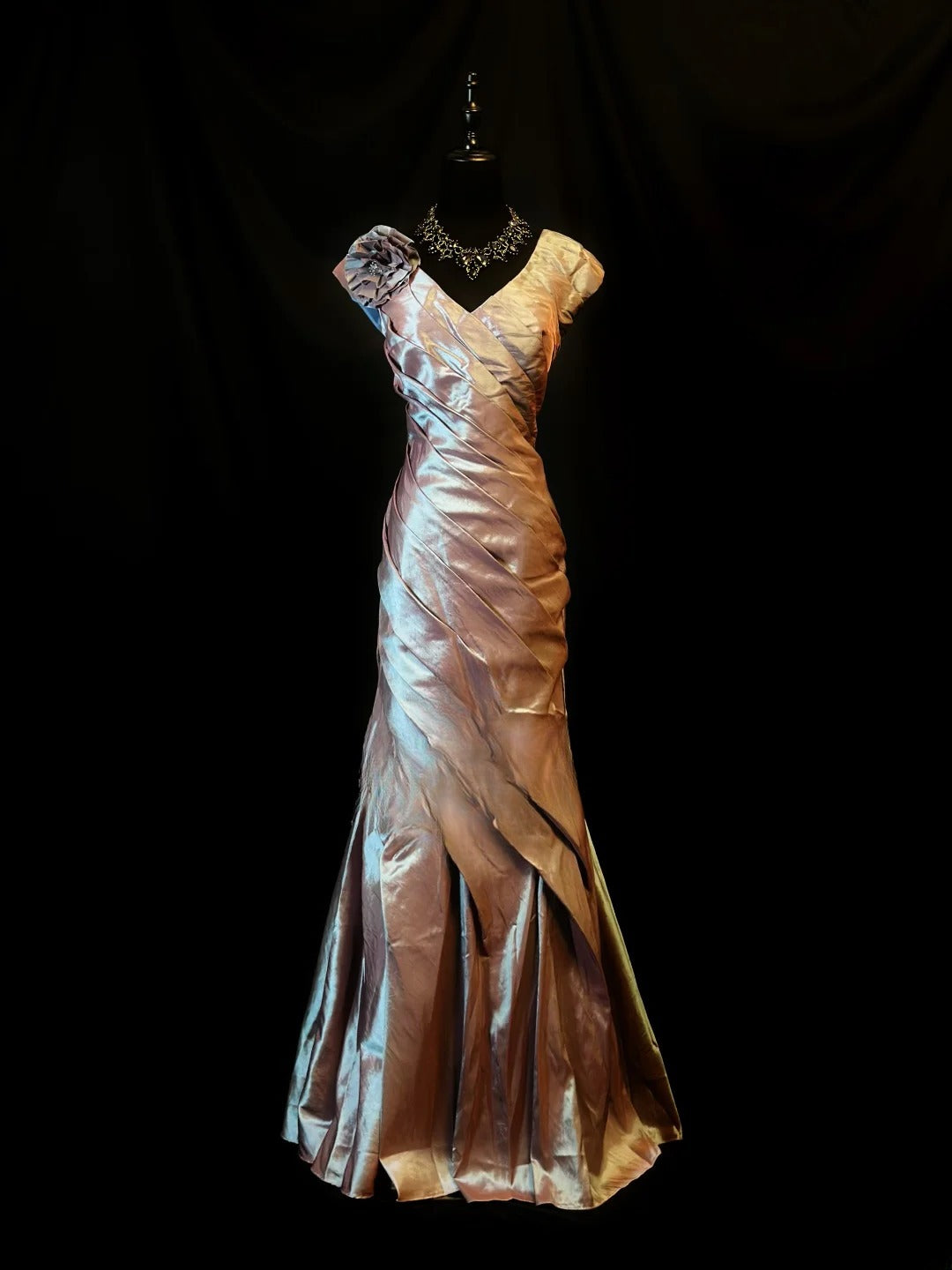 Vintage 80s Prom Dresses Mermaid V Neckline With Ruffled Party Gown Formal Outfits RB6161