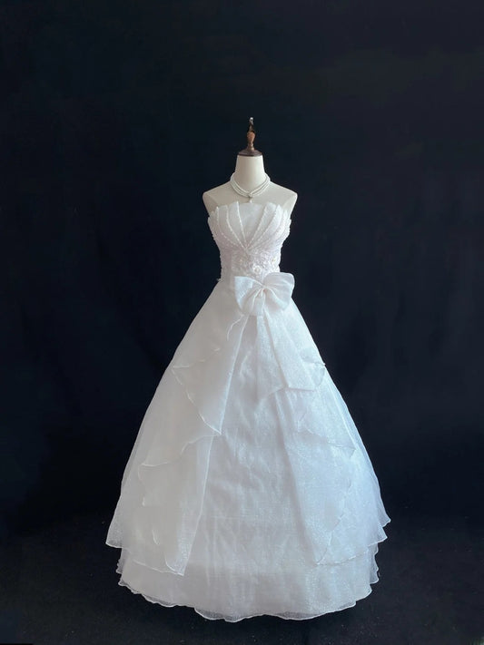 Sweet Ball Gowns Strapless White Poofy Long With Pearls Quince Dress inspo Quinceanera Dresses Vestidos De 16 anos RB7774