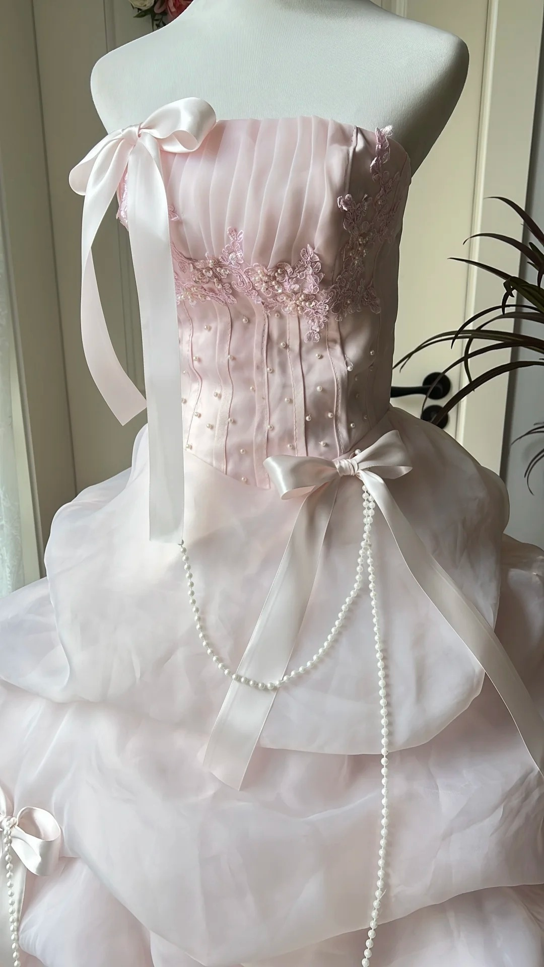Pretty Sweet 16 Dress Long Strapless Pink With Tiered Layers Ball Gown Sweet Sixteen Party Birthday Dresses RC0652