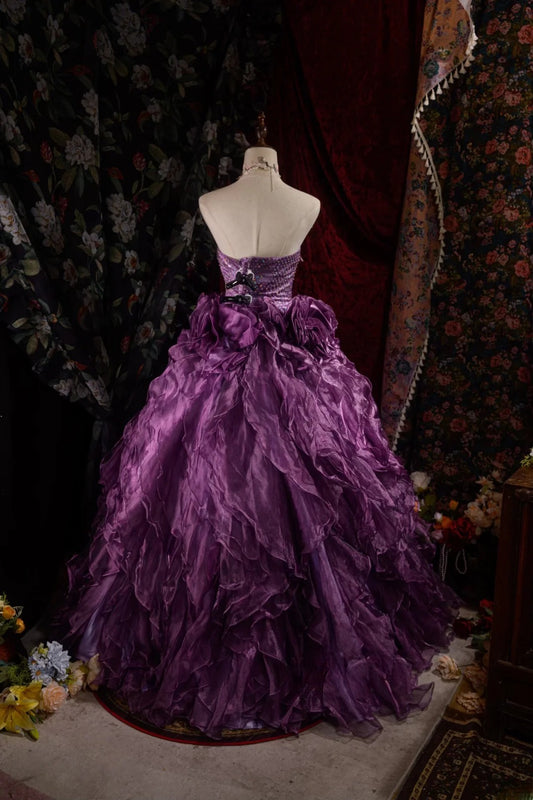 Timeless Ball Gown Formal Events Strapless Purple With Tiered Layers Quince Dress Long Quinceanera Dresses Birthday Outfits RB8556