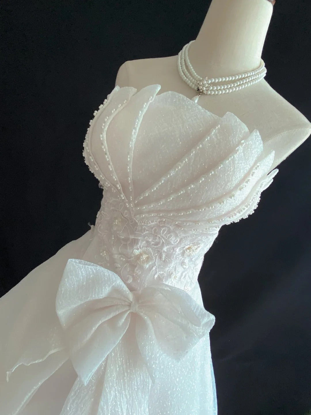 Sweet Ball Gowns Strapless White Poofy Long With Pearls Quince Dress inspo Quinceanera Dresses Vestidos De 16 anos RB7774