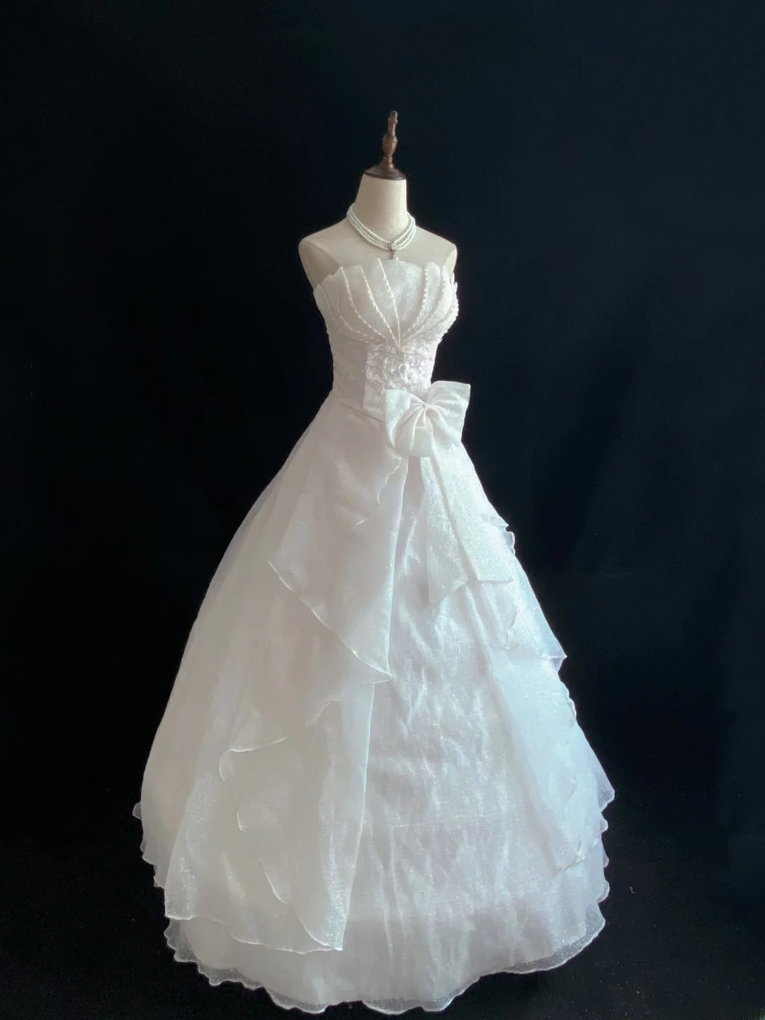 Sweet Ball Gowns Strapless White Poofy Long With Pearls Quince Dress inspo Quinceanera Dresses Vestidos De 16 anos RB7774