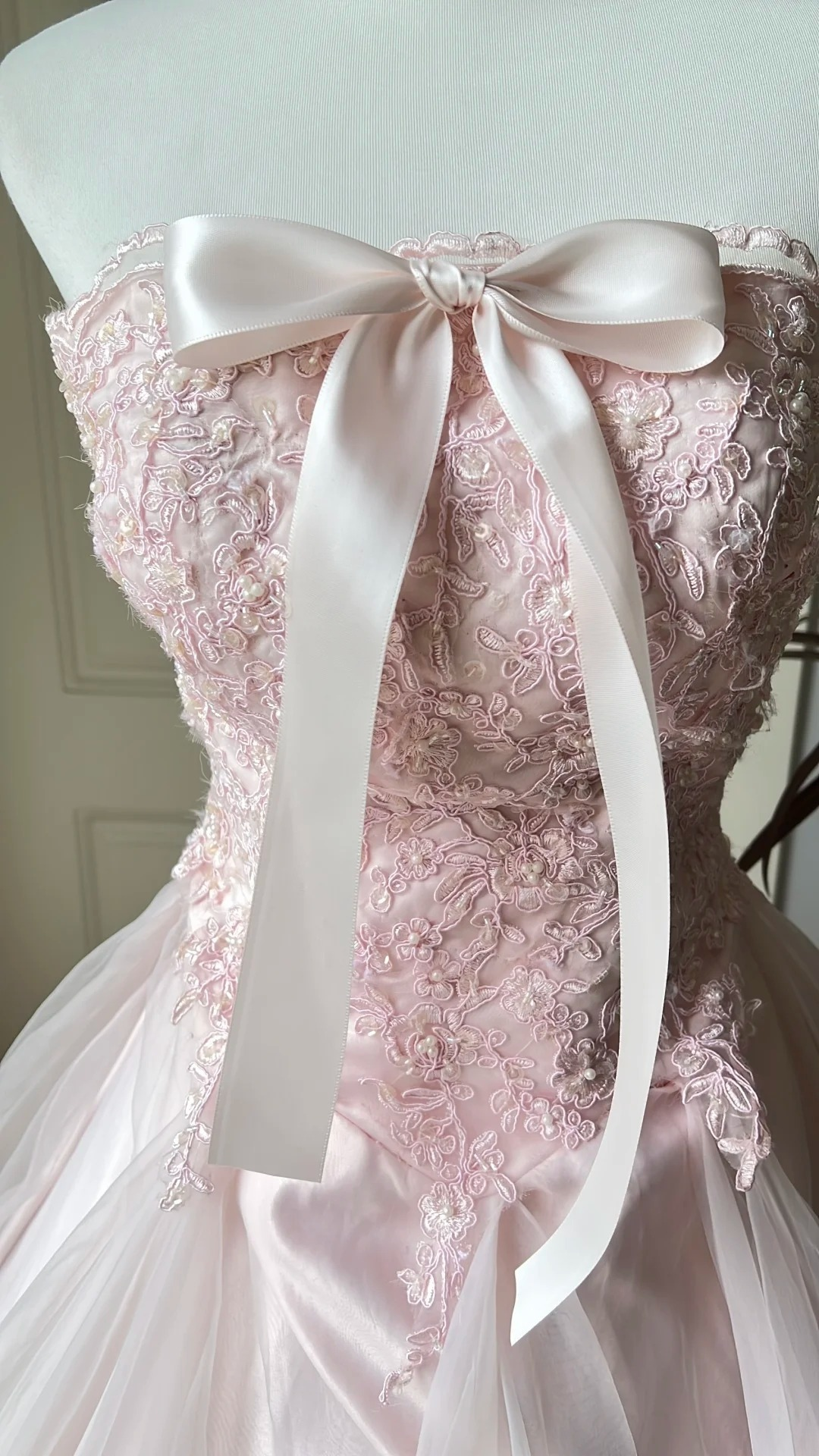 Sweet 15 Quinceanera Dress Ball Gown Strapless Pink Tulle With Lace Layers Long 16th Birthday Outfits RC0653