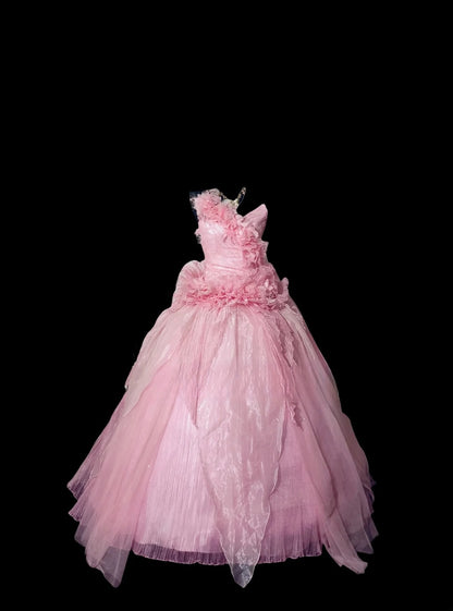 Tulle Sweet 16 Dress, Pink Ball Gown Long Sweet Sixteen Party Gown RC0024